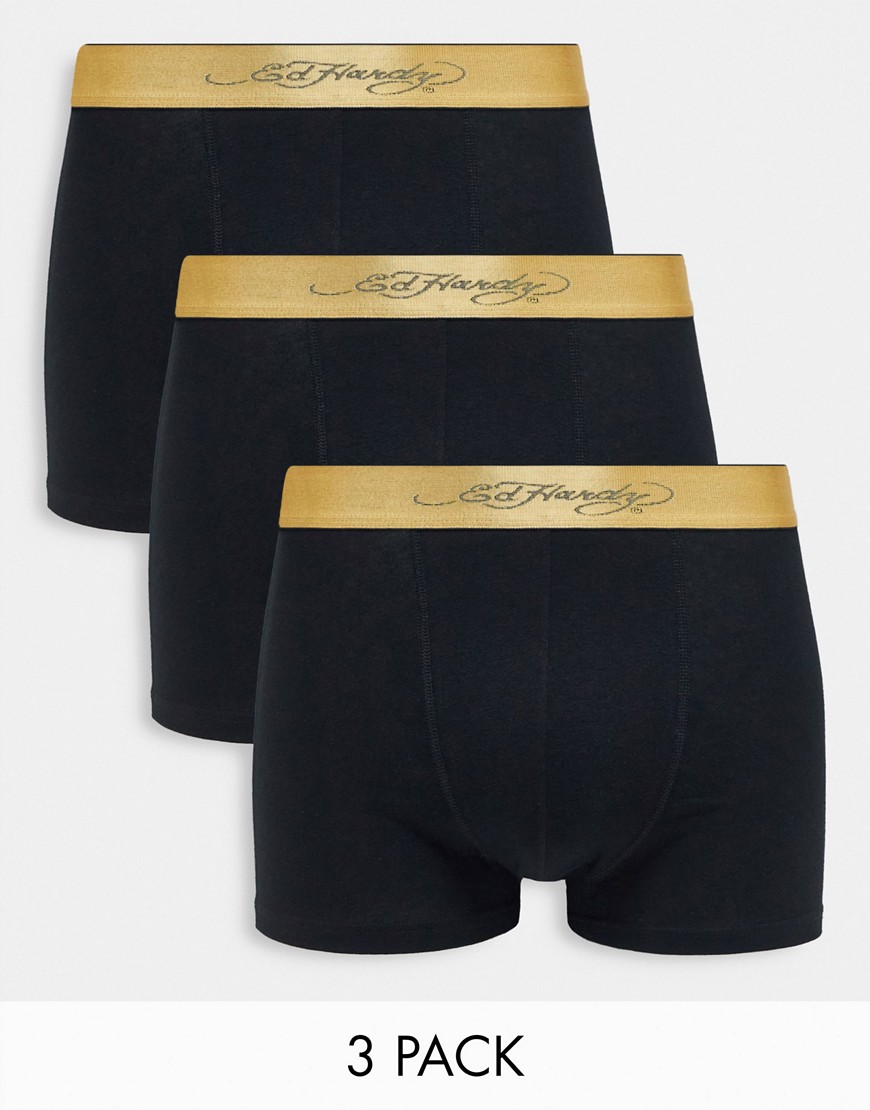 3 pack metallic jacquard waistband boxers in navy-Black