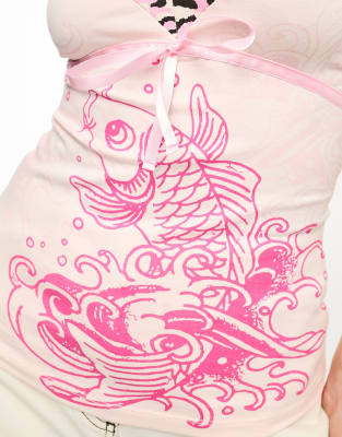 Top Ed Hardy Pink Koi Cami Mujer Rosas Color Ed Hady KOI Top