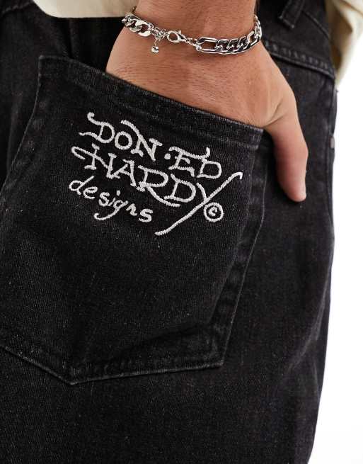 Ed Hardy - Afslappede jeans med lige ben og broderi i grå vask, 5 af 5