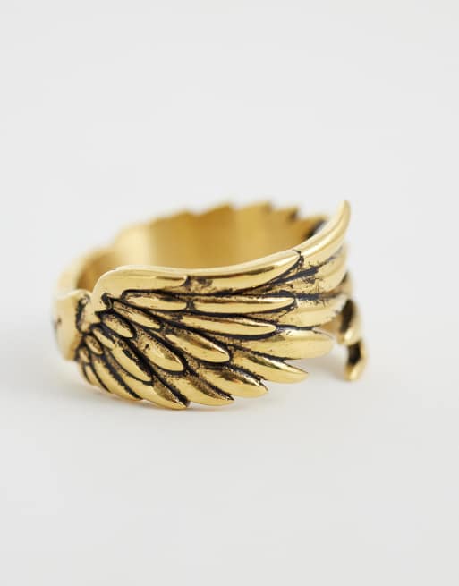 Ed Hardy angel wing ring in gold, 2 of 3