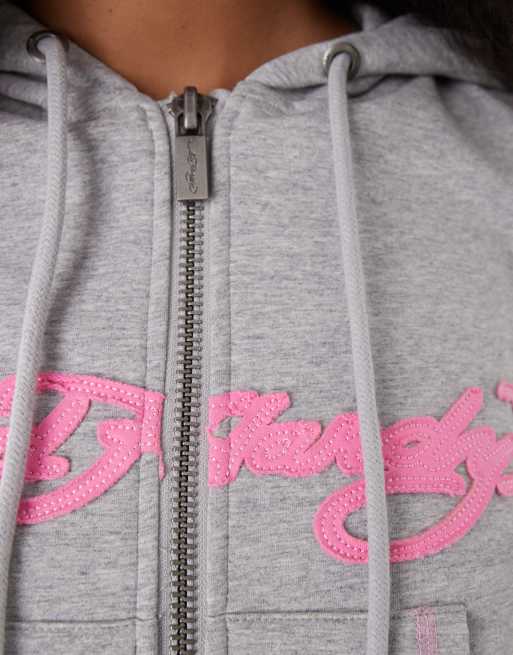 Ed Hardy applique back tattoo cropped hoodie in grey marl co-ord, 4 of 4