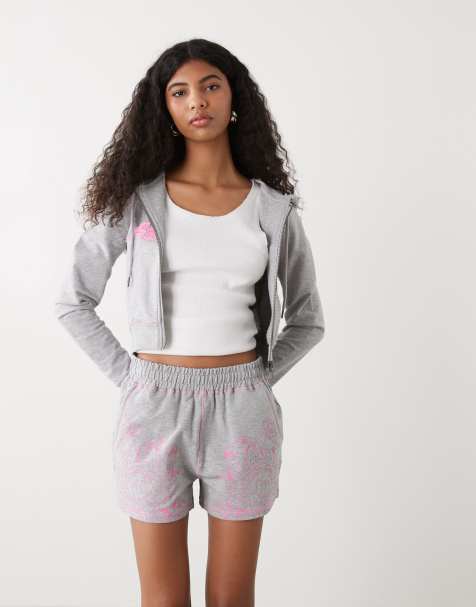 Ed Hardy applique tattoo sweat shorts in grey marl co-ord - view 1