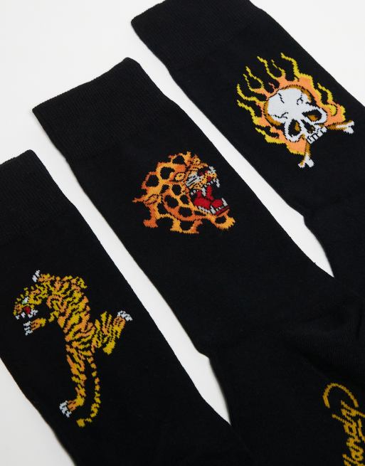 Ed Hardy – Arola – Svarta sportstrumpor med tatueringstryck, 5-pack, 3 av 4