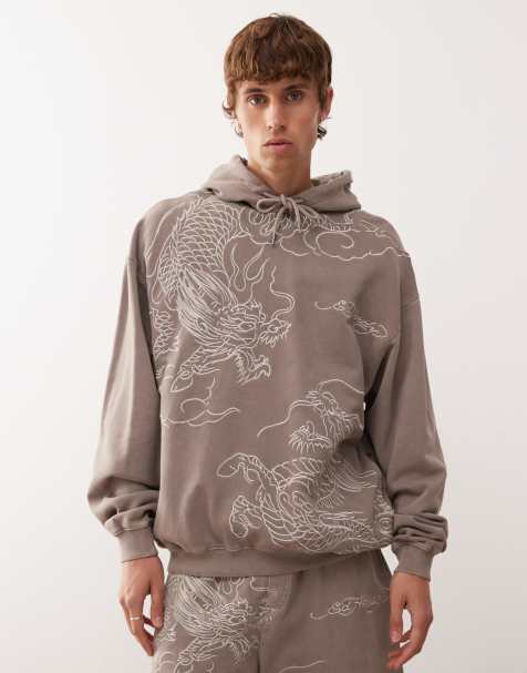 Ed Hardy battle dragon hoodie in brown co-ord - view 1