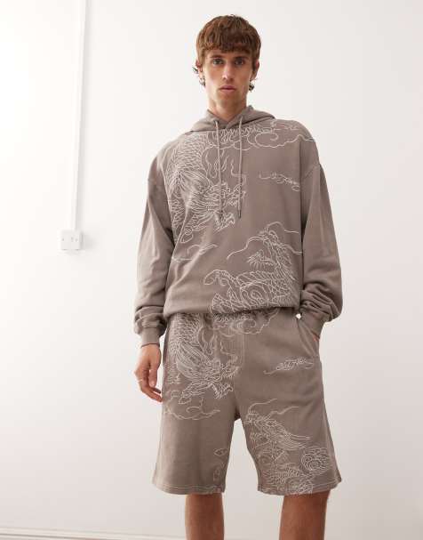 Ed Hardy battle dragon shorts in brown co-ord - view 1