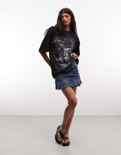 Ed Hardy brave hearts stay true relaxed fit t-shirt in black, 3 of 4