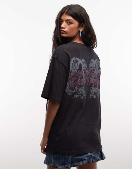 Ed Hardy brave hearts stay true relaxed fit t-shirt in black, 4 of 4