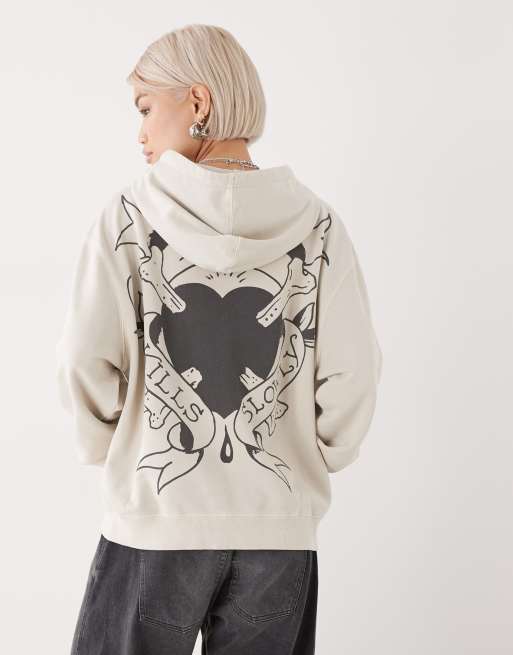 Ed Hardy broken hearts and fairytales zip through hoodie in