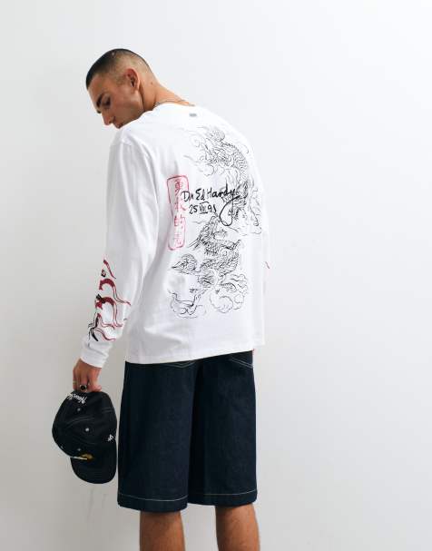Ed Hardy - camiseta de manga larga blanca con dragón volador - view 1