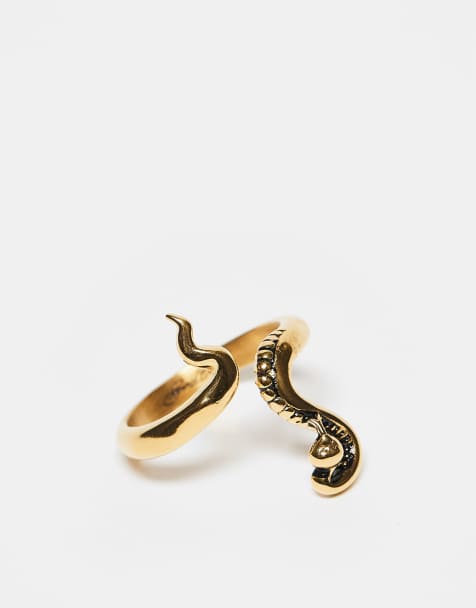 Ed Hardy cast 3D snake band ring in gold - view 1