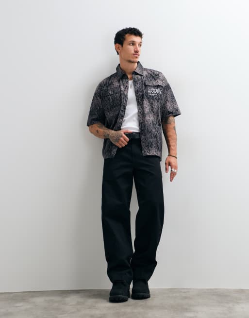 Ed Hardy chemise utilitaire camouflage flammé noire, 2 de 5