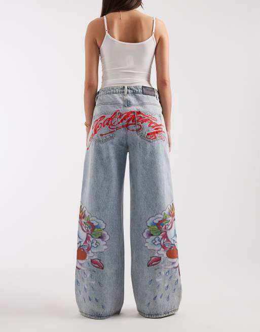 Ed Hardy cherry skull side print jeans in distress wash, 2 of 5