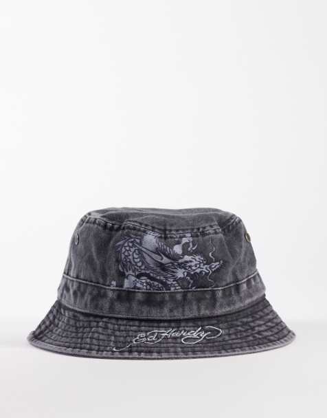 Ed Hardy crawling dragon acid wash bucket hat - view 1