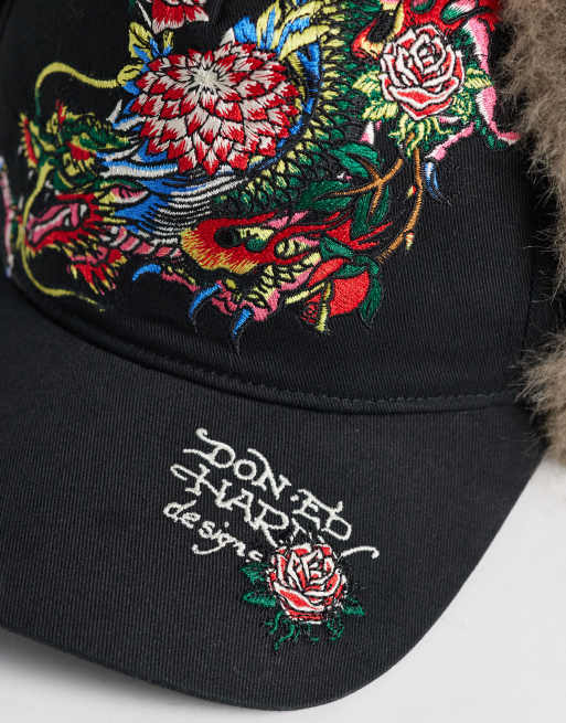 Ed Hardy crawling dragon trucker hat in black, 2 of 3