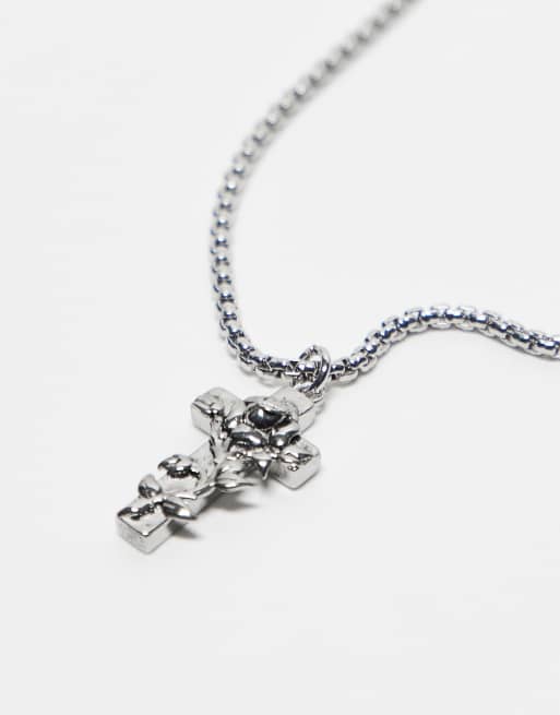 Ed Hardy cross and rose thorn crucifix fine chain necklace in