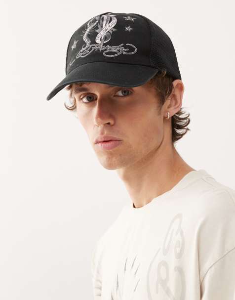 Ed Hardy dagger scorpion 5 panel trucker cap in black - view 1