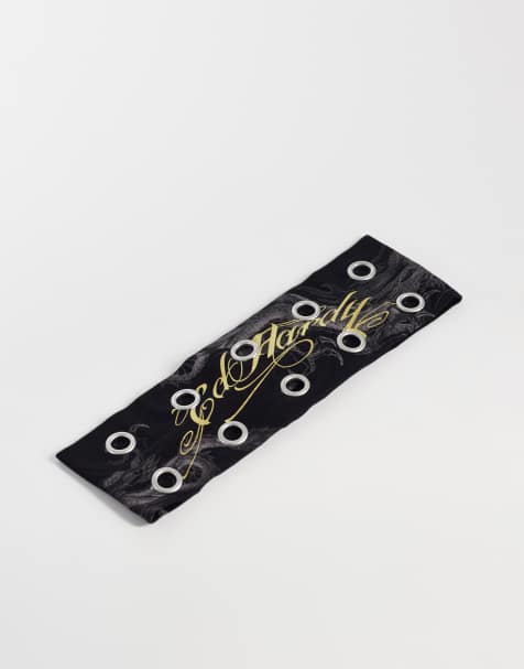 Ed Hardy - diadema con ojales y script en negro - view 1