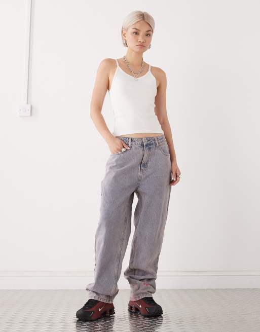 Ed Hardy dragon and sword relaxed denim trousers jeans in purple, 2 of 5