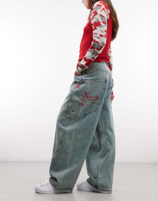 Ed Hardy dragon balloon leg jean in mid blue , 2 of 5