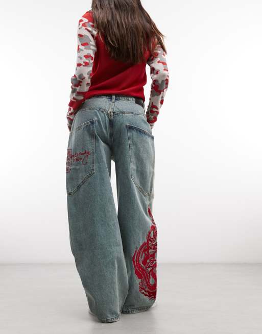 Ed Hardy dragon balloon leg jean in mid blue , 3 of 5