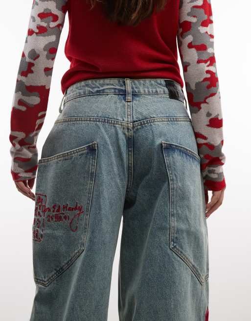 Ed Hardy dragon balloon leg jean in mid blue , 5 of 5