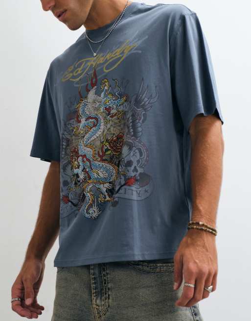 Ed Hardy Dragon City Grafik-T-Shirt in Blau, 3 von 5