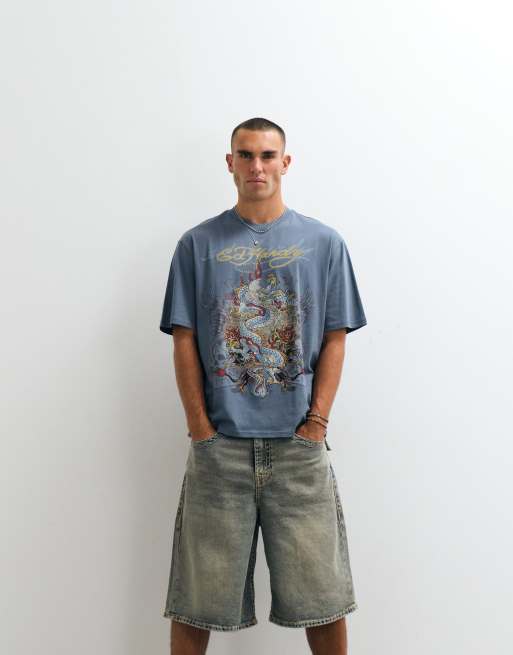 Ed Hardy Dragon City Grafik-T-Shirt in Blau, 5 von 5