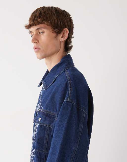 Ed Hardy dragon embroidery denim jacket in indigo co-ord | ASOS