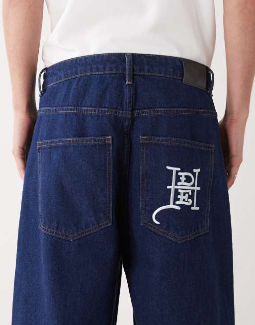 Ed Hardy dragon embroidery jeans in indigo co-ord