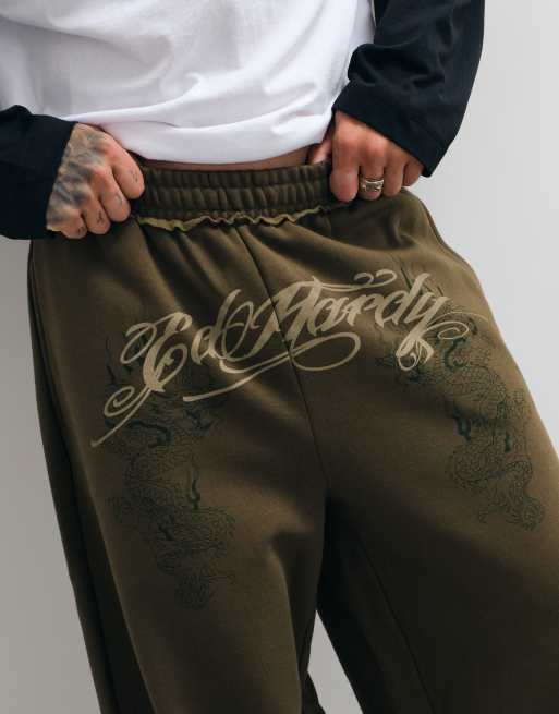 Ed Hardy ensemble jogger ballon graphique ombré kaki, 4 de 5