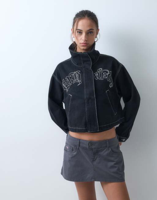 Ed Hardy flaming chariot denim jacket in black, 2 of 5
