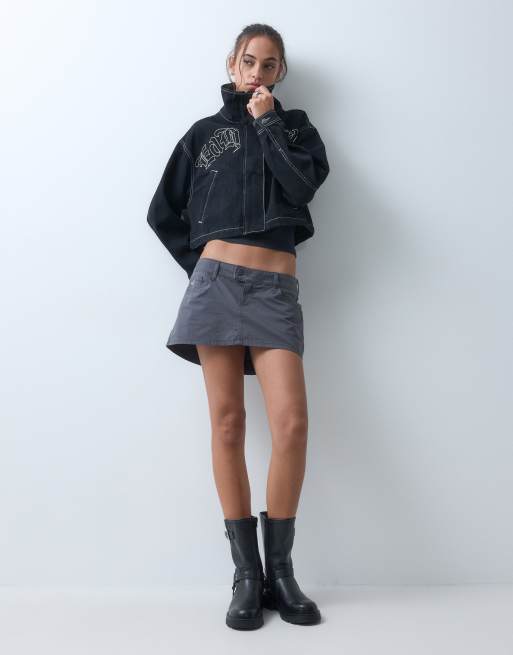 Ed Hardy flaming chariot denim jacket in black, 3 of 5