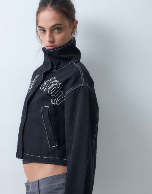 Ed Hardy flaming chariot denim jacket in black, 5 of 5