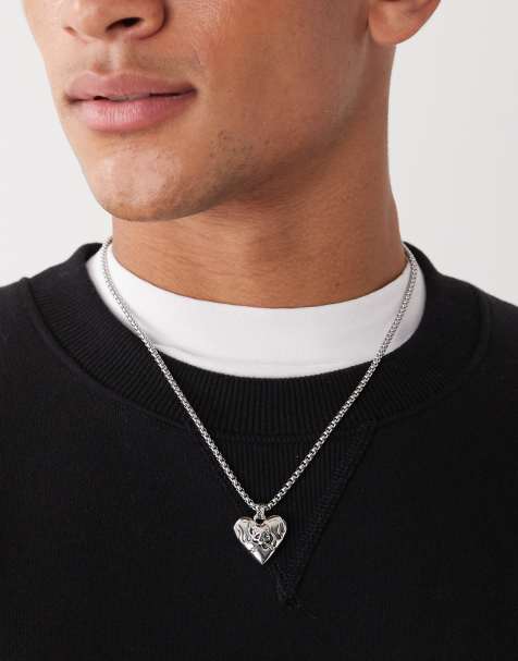 Ed Hardy heart pendant necklace in silver - view 1