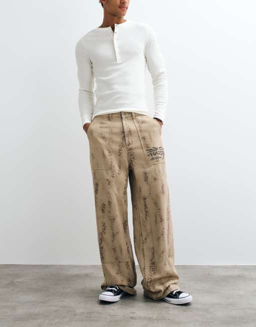 Ed Hardy Hose aus gewaschenem Canvas in Braun, 2 von 5