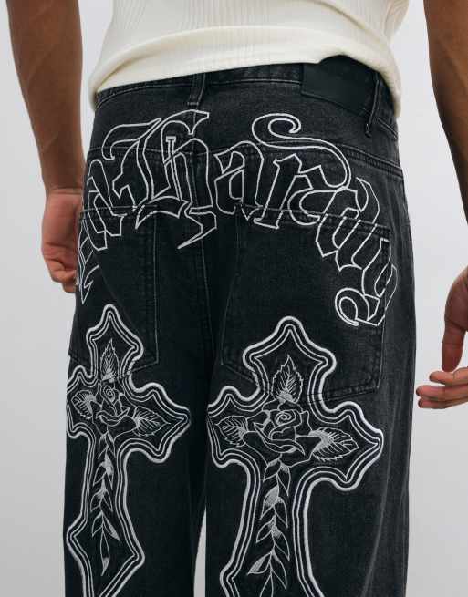 Ed Hardy jean gothique contrasté xxtra délavé noir, 3 de 5