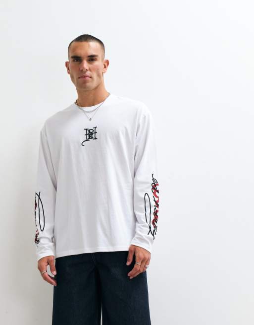 Ed Hardy långärmad t-shirt med flygande drake i vitt, 5 av 5