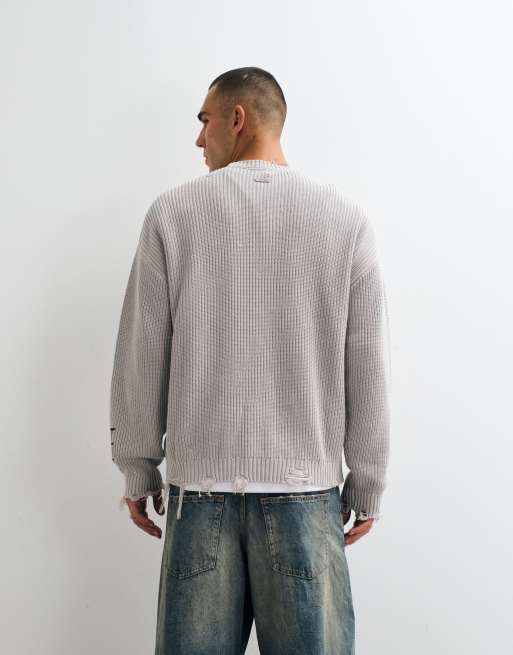Ed Hardy los angelels crew neck jumper in grey, 3 of 5