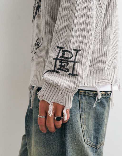 Ed Hardy los angelels crew neck jumper in grey, 5 of 5