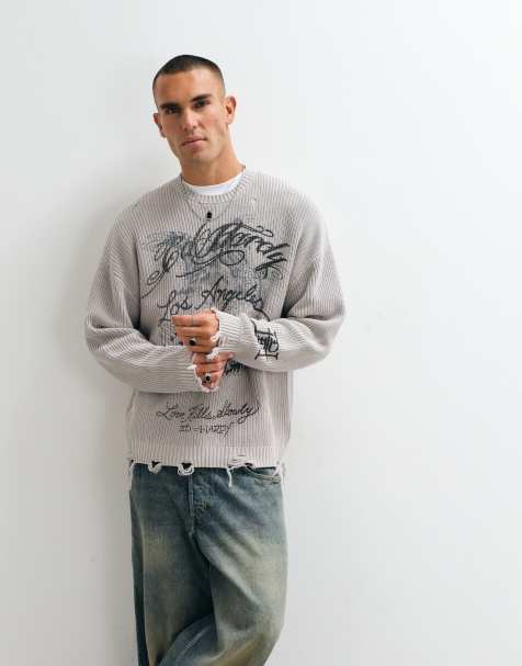 Ed Hardy Los Angelels trui met ronde hals in grijs - view 1