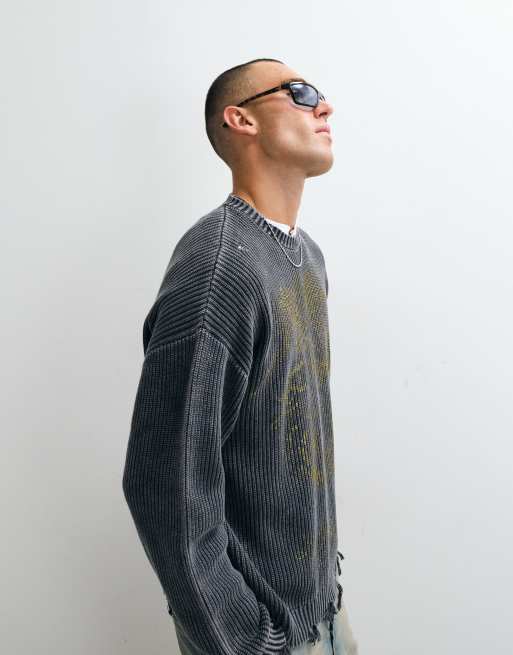 Ed Hardy Los Angeles Strickpullover mit Rundhalsausschnitt in Schwarz, 5 von 5