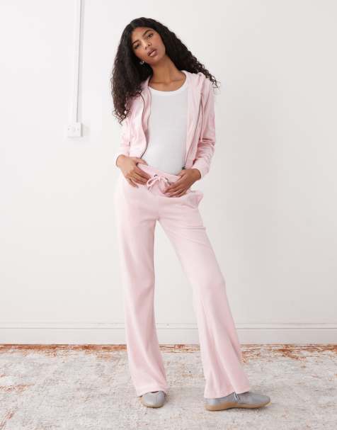 Ed Hardy love and thorns diamante velour co-ord in pink - view 1