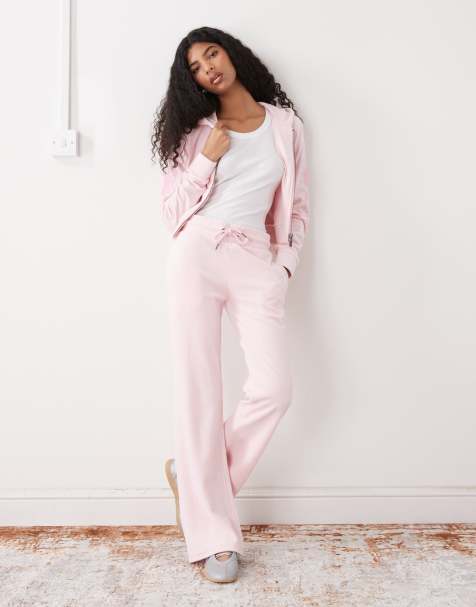 Ed Hardy love and thorns diamante velour joggers in pink co-ord - view 1