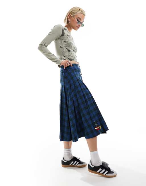 Asos blue plaid skirt best sale