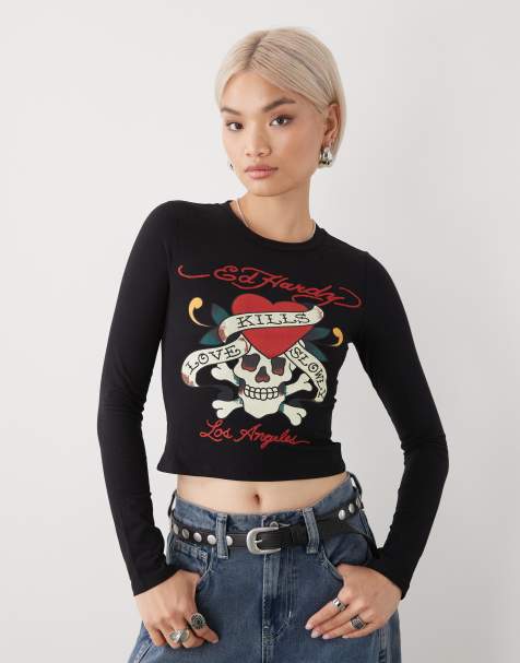 Ed Hardy love kills long sleeve t-shirt in black - view 1