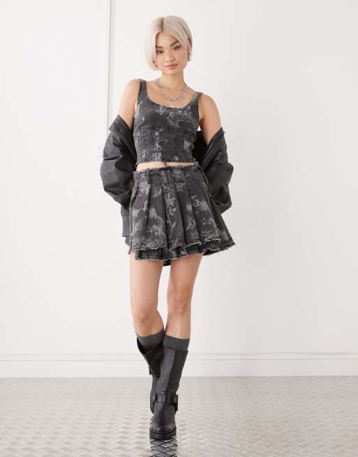 Ed Hardy love print corset top in black co-ord, 3 of 4