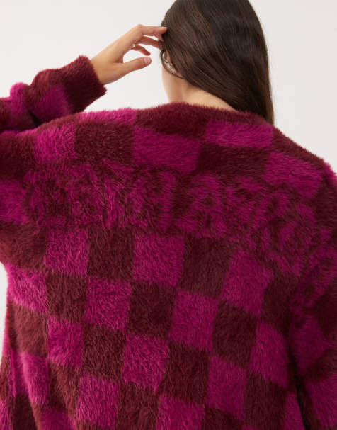 Ed Hardy mohair gothic cardigan in purple multi - view 1