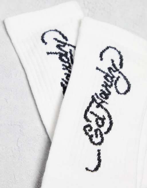 Ed Hardy Montal jacquard logo 5 pack sports crew socks in white | ASOS