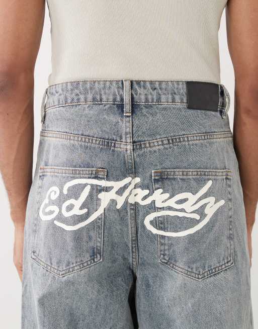 Ed Hardy NYC skull denim jeans in blue, 4 of 5