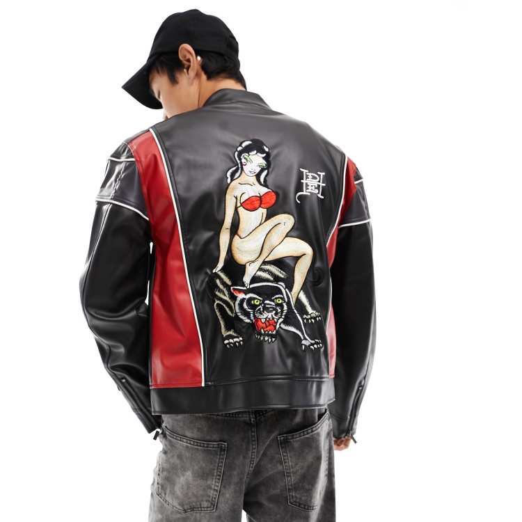 Ed hardy hotsell leather motorcycle jacket